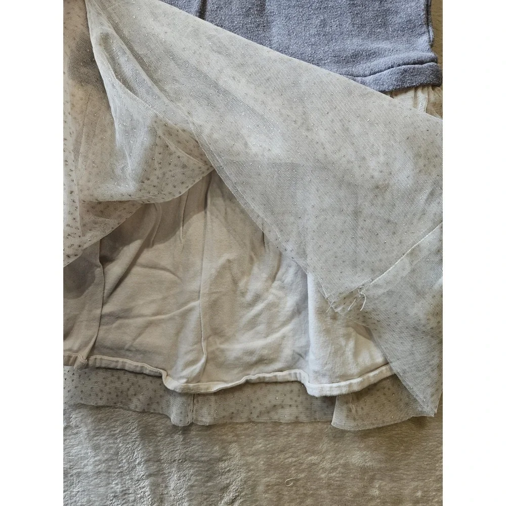 Baby Gap Toddler Girl Dress 4T Gray Long Sleeve Sweater Top Cream Tulle‎